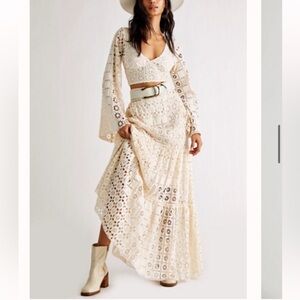 Free People Yesenia Cream Lace two piece Set small